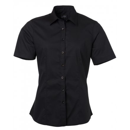 James&Nicholson Rövid ujjú poplin blúz JN679 black 3XL