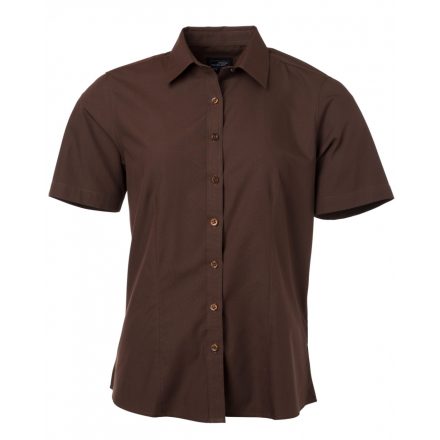 James&Nicholson Rövid ujjú poplin blúz JN679 brown 3XL