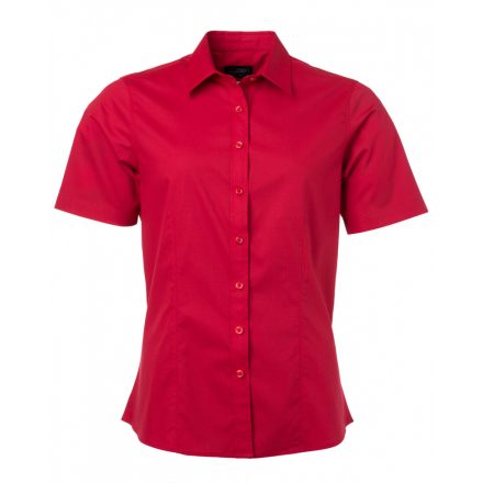 James&Nicholson Rövid ujjú poplin blúz JN679 red 3XL