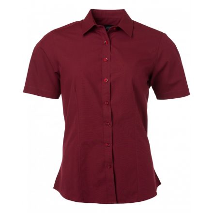 James&Nicholson Rövid ujjú poplin blúz JN679 wine 3XL