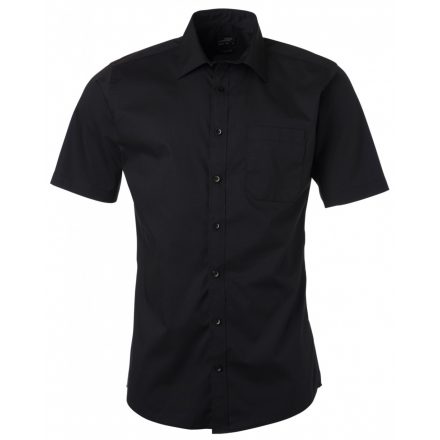 James&Nicholson Rövid ujjú poplin ing JN680 black 3XL