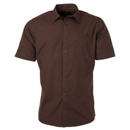 James&Nicholson Rövid ujjú poplin ing JN680 brown 3XL