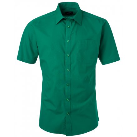 James&Nicholson Rövid ujjú poplin ing JN680 Irish-green 3XL