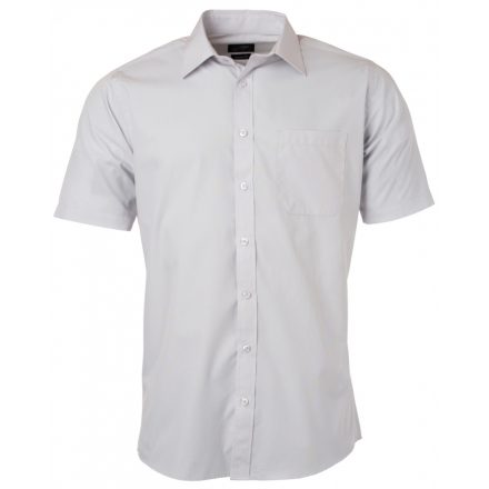 James&Nicholson Rövid ujjú poplin ing JN680 light-grey 3XL