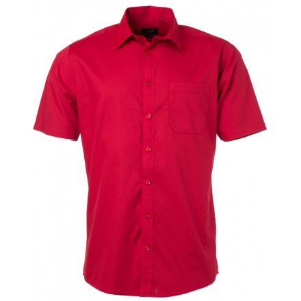 James&Nicholson Rövid ujjú poplin ing JN680 red 3XL