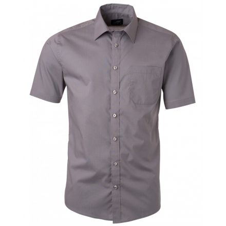 James&Nicholson Rövid ujjú poplin ing JN680 steel 3XL