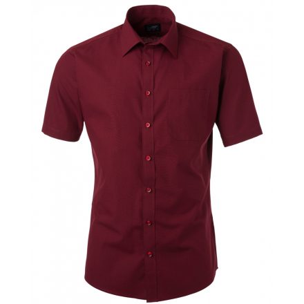 James&Nicholson Rövid ujjú poplin ing JN680 wine 4XL