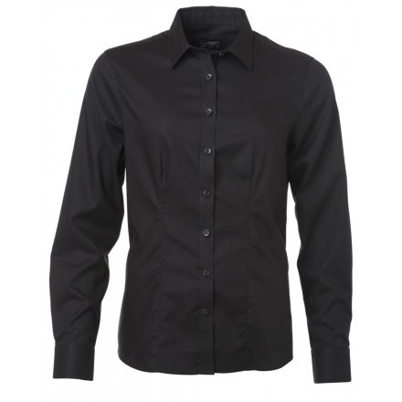 James&Nicholson Hosszú ujjú micro-twill blúz JN681 black 3XL