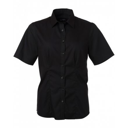 James&Nicholson Rövid ujjú micro-twill blúz JN683 black 3XL