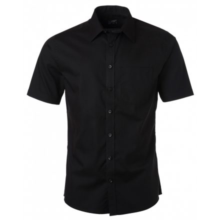 James&Nicholson Rövid ujjú micro-twill ing JN684 black 3XL