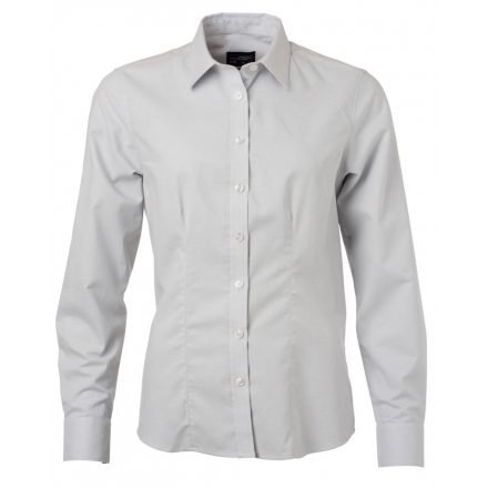 James&Nicholson Hosszú ujjú Oxford blúz JN685 silver 3XL