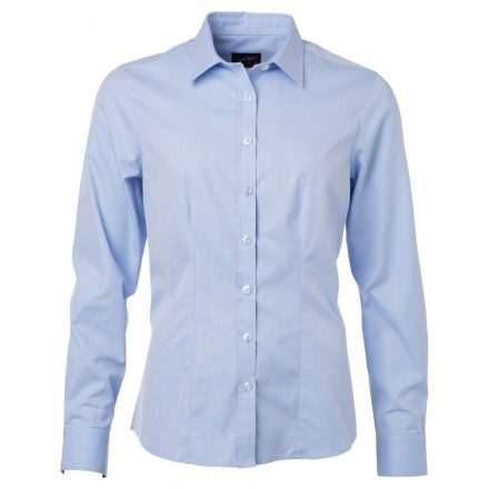 James&Nicholson Hosszú ujjú Herringbone blúz JN689 light-blue 3XL