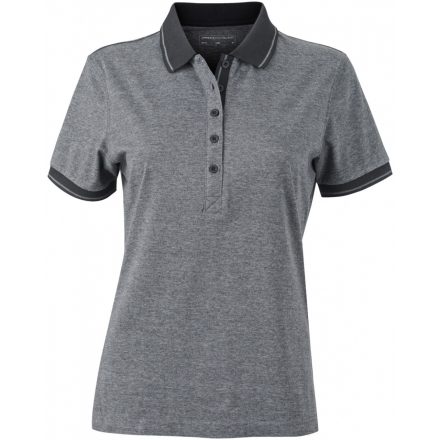 James&Nicholson Ladies' Heather Polo JN705 black-melange/black L