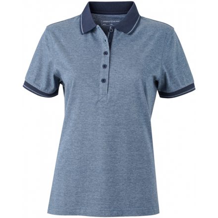 James&Nicholson Ladies' Heather Polo JN705 blue-melange/navy L