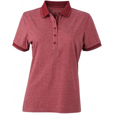 James&Nicholson Ladies' Heather Polo JN705 wine-melange/wine L