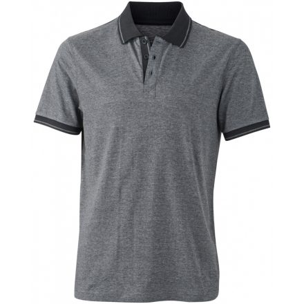 James&Nicholson Men's Heather Polo JN706 black-melange/black 3XL