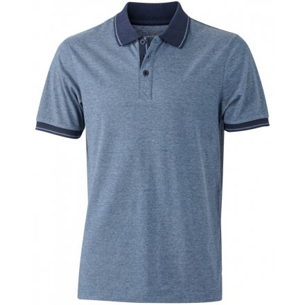 James&Nicholson Men's Heather Polo JN706 blue-melange/navy 3XL