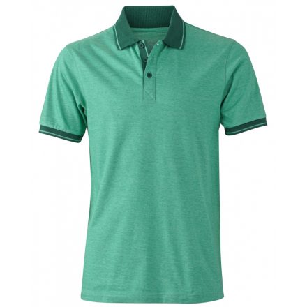 James&Nicholson Men's Heather Polo JN706 green-melange/dark-green 3XL