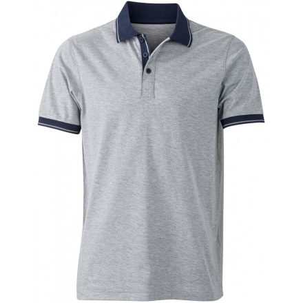 James&Nicholson Men's Heather Polo JN706 grey-heather/navy L