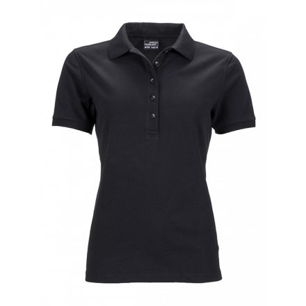 James&Nicholson Elastic Polo női galléros póló JN709 black L