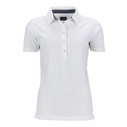 James&Nicholson Női galléros póló mintás gallérral JN711 white/navy-white XL