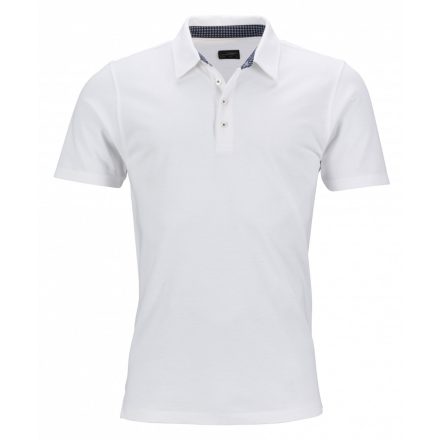 James&Nicholson Galléros póló mintás gallérral JN712 white/navy-white L