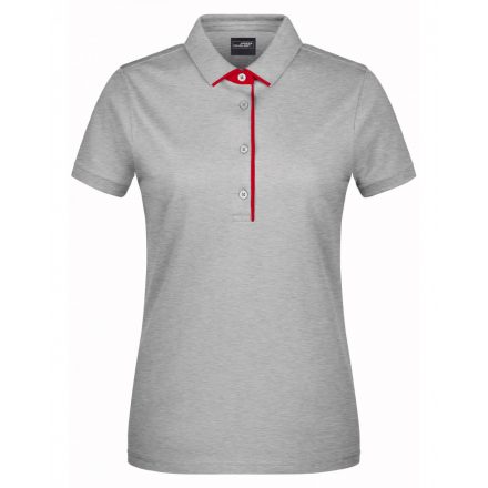 James&Nicholson Single Stripe női piké póló JN725 grey-heather/red L