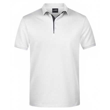 James&Nicholson Single Stripe piké póló JN726 white/black L