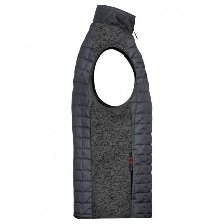 James&Nicholson Kötött hibrid mellény JN740 grey-melange/anthracite-melange XXL