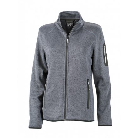 James&Nicholson J&N Ladies' Knitted Fleece pulóver JN761 dark-grey-melange/silver L