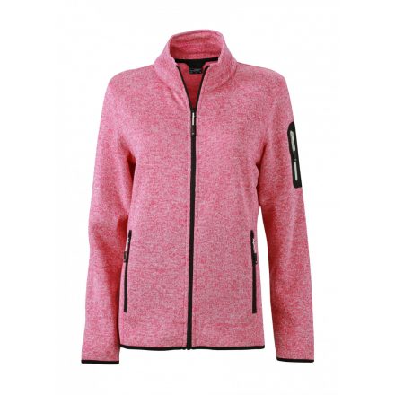 James&Nicholson J&N Ladies' Knitted Fleece pulóver JN761 pink-melange/off-white L