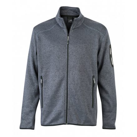 James&Nicholson J&N Men's Knitted Fleece pulóver JN762 dark-grey-melange/silver 3XL