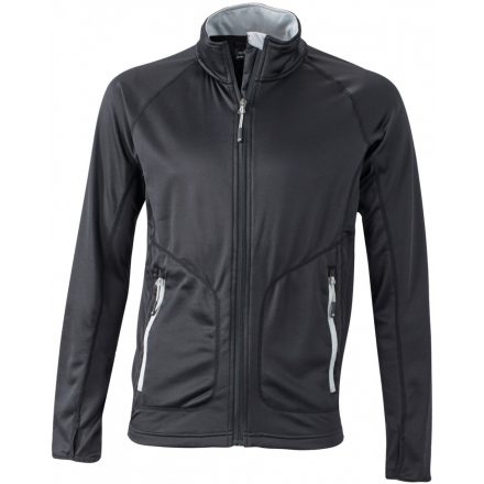 James&Nicholson Men's Stretchfleece Jacket cipzáras pulóver JN764 black/silver L