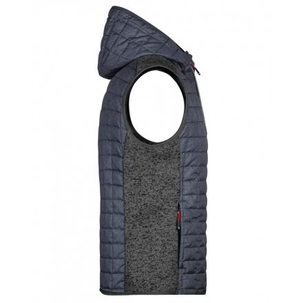 James&Nicholson Hbrid mellény kapucnival JN768 grey-melange/anthracite-melange XXL