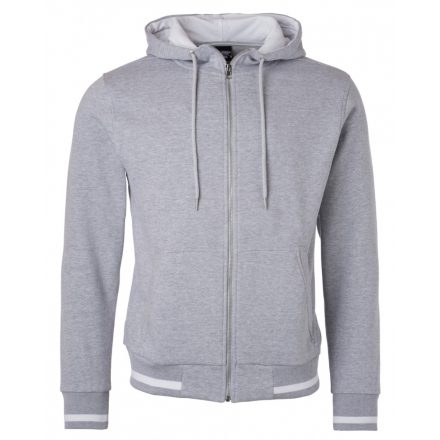 James&Nicholson Club Jacket kapucnis pulóver JN776 grey-heather/white L