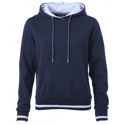 James&Nicholson Ladies' Club Hoody kapucnis pulóver JN777 navy/white L