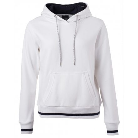 James&Nicholson Ladies' Club Hoody kapucnis pulóver JN777 white/navy L