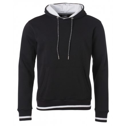 James&Nicholson Club Hoody kapucnis pulóver JN778 black/white 3XL