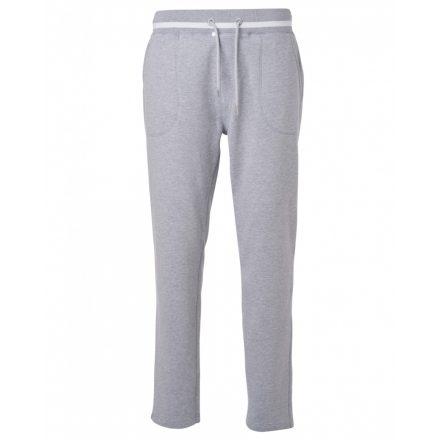 James&Nicholson Men's Jog Pants szabadidő nadrág JN780 grey-heather/white 3XL