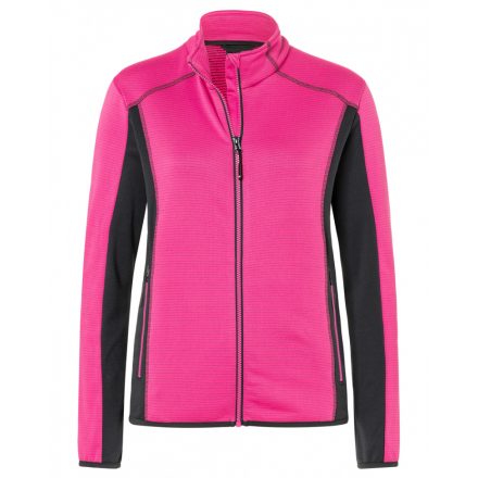 James&Nicholson Ladies' Structure Fleece Jacket JN783 pink/carbon XS