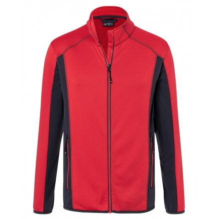 James&Nicholson Men's Structure Fleece Jacket JN784 red/carbon 3XL