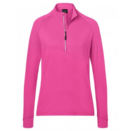 James&Nicholson Ladies' Sports  Halfzip póló JN787 pink L