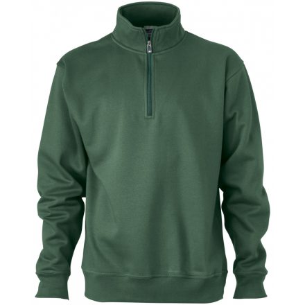 James&Nicholson Workwear pulóver cipzáras nyakkal JN831 dark-green 3XL