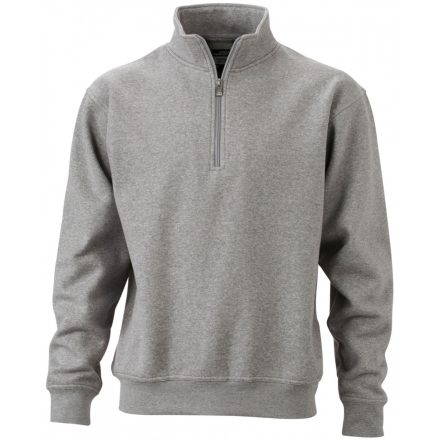 James&Nicholson Workwear pulóver cipzáras nyakkal JN831 grey-heather XXL