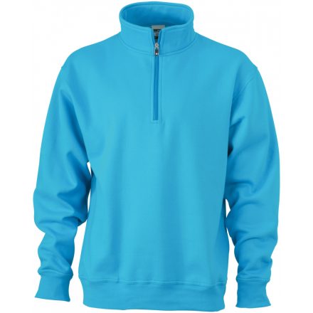 James&Nicholson Workwear pulóver cipzáras nyakkal JN831 turquoise 3XL