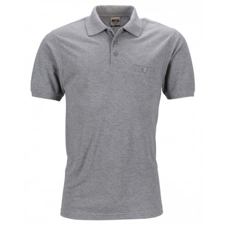 James&Nicholson Men's Workwear Polo Pocket JN846 grey-heather 3XL