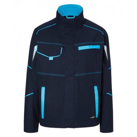 James&Nicholson LEVEL-2 munkakabát JN849 navy/turquoise 3XL