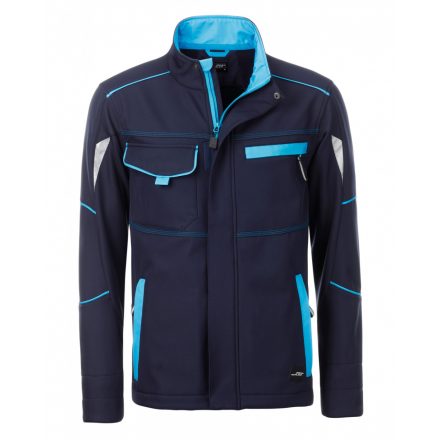 James&Nicholson LEVEL-2 softshell dzseki JN851 navy/turquoise 3XL