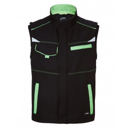 James&Nicholson LEVEL-2 softshell mellény JN852 black/lime-green 3XL