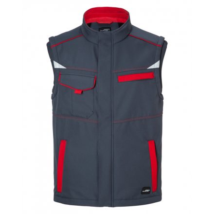 James&Nicholson LEVEL-2 softshell mellény JN852 carbon/red 3XL